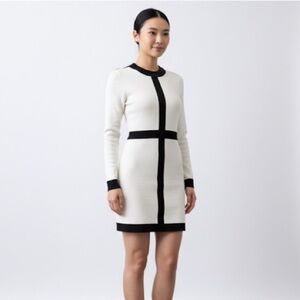 Vintage black & white colourblock “old money” cotton dress - size Small (S)